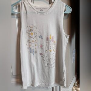 Spiritual Gangster White Tank with Celestial Graphic